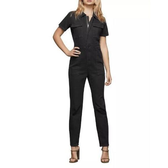 Good American GMJS126 Women's Sz 1 (S) Black Fit For Success Denim Jumpsuit - Picture 1 of 12
